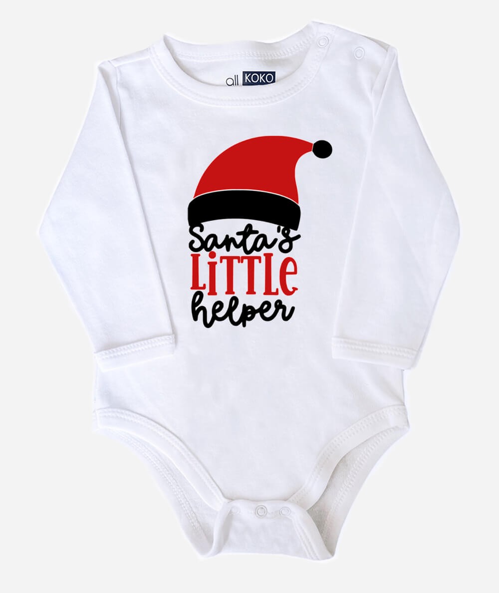Body blanco para bebé con estampado "Santa's little Helper"