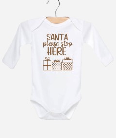 Body con frase Santa Please Stop Here