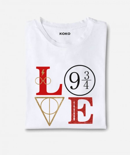 Polera blanca con diseño Love Harry Potter