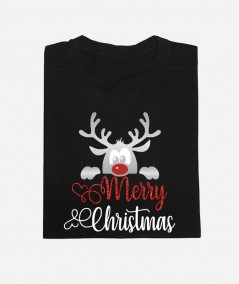 Polera negra con Reno Merry Christmas para Navidad