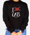 Polerón con frase I love Cats forever y corazón en glitter